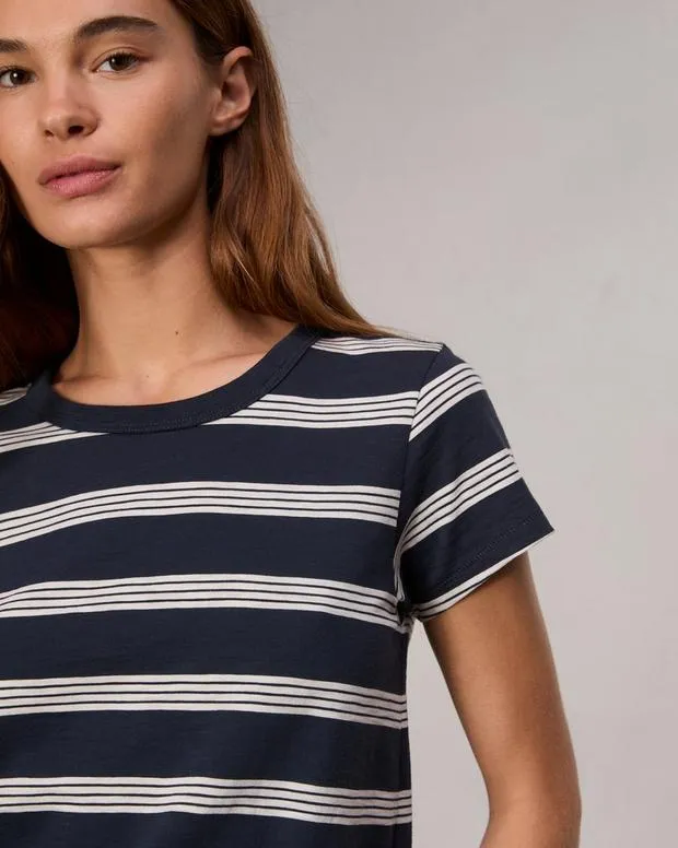 Women TShirts Rag and Bone The Slub Striped Tee Salute Ivory