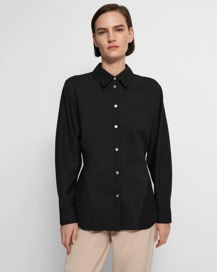Women TShirts Tank Tops Theory Cinched Shirt In Cotton Jersey Black