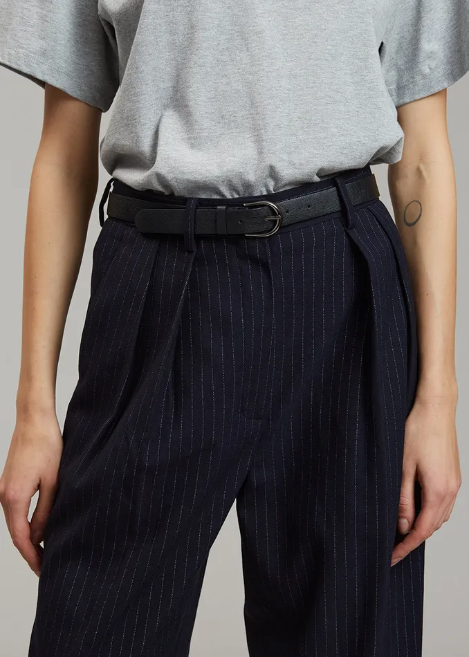 Women Tansy Pleated Trousers 8211 Navy Pinstripe The Frankie Shop Bottoms