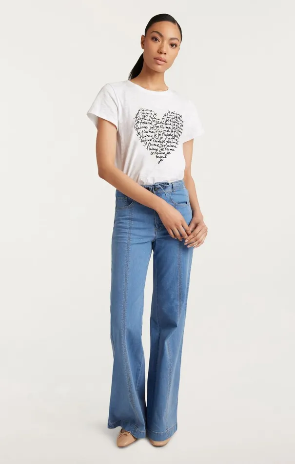 Women Tees and Pullovers Cinq Sept Je T039aime Heart Tee Whiteblack