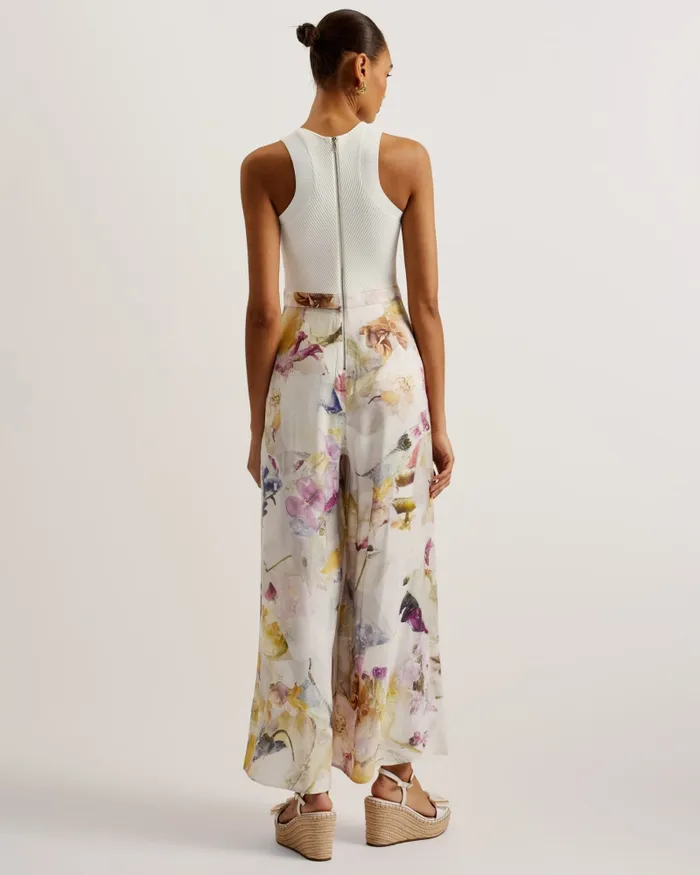 Women TIRSSO 8211 Floral Wide Leg Jumpsuit With Knit Bodice White Ted Baker Jumpsuits and Playsuits Women TIRSSO 8211 Floral Wide Leg Jumpsuit With Knit Bodice White Ted Baker Jumpsuits and Playsuits