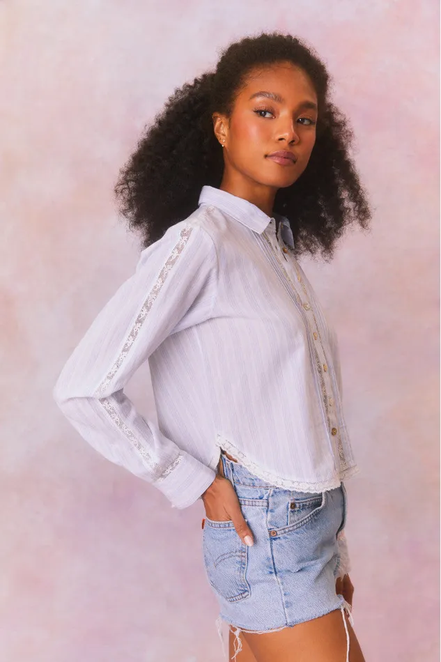 Women Tops LoveShackFancy Rosaway Cotton Stripe Top Vintage Voyage