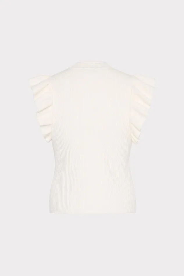 Women Tops Milly Kamila Flutter Sleeve Knit Top Ecru Women Tops Milly Kamila Flutter Sleeve Knit Top Ecru