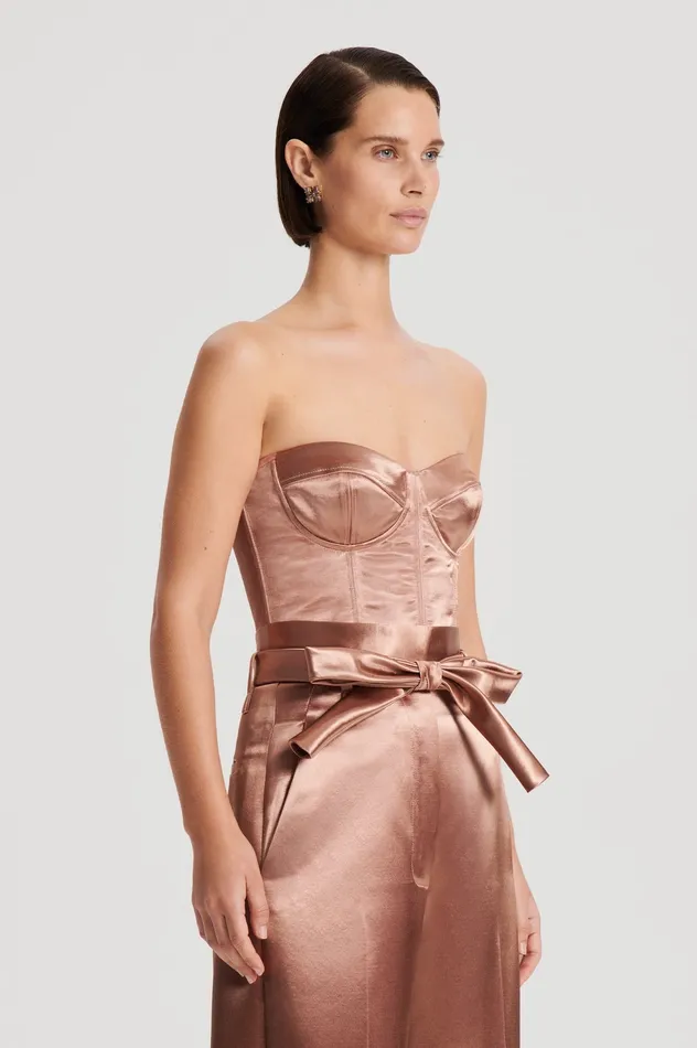 Women Tops Scanlan Theodore FRENCH SATIN BUSTIER CINNAMON