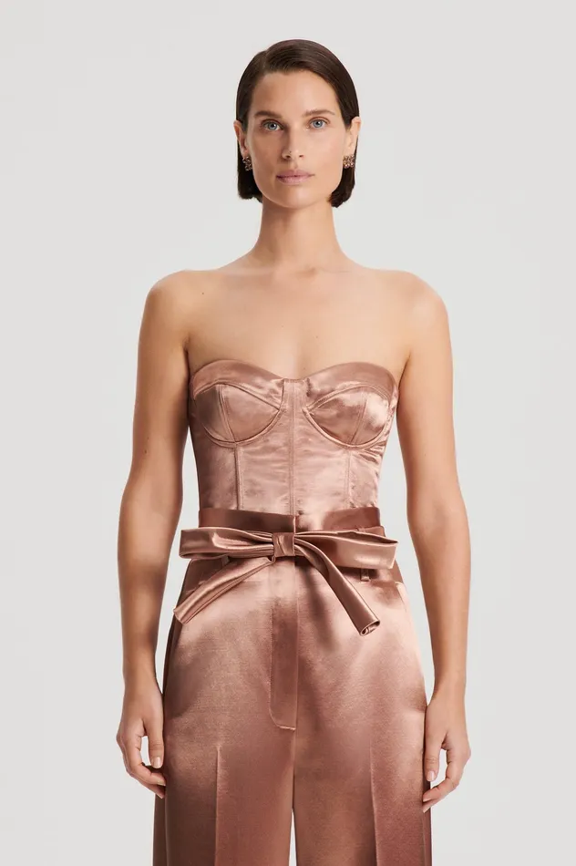 Women Tops Scanlan Theodore FRENCH SATIN BUSTIER CINNAMON