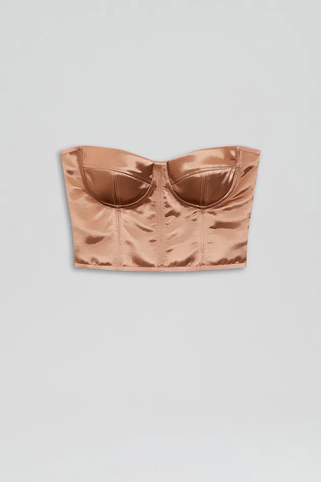Women Tops Scanlan Theodore FRENCH SATIN BUSTIER CINNAMON