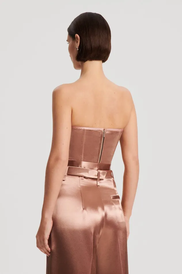 Women Tops Scanlan Theodore FRENCH SATIN BUSTIER CINNAMON