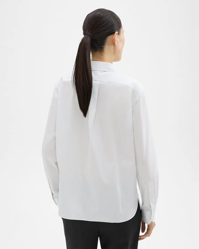 Women Tops Theory Striped CottonBlend Shirt White Multi