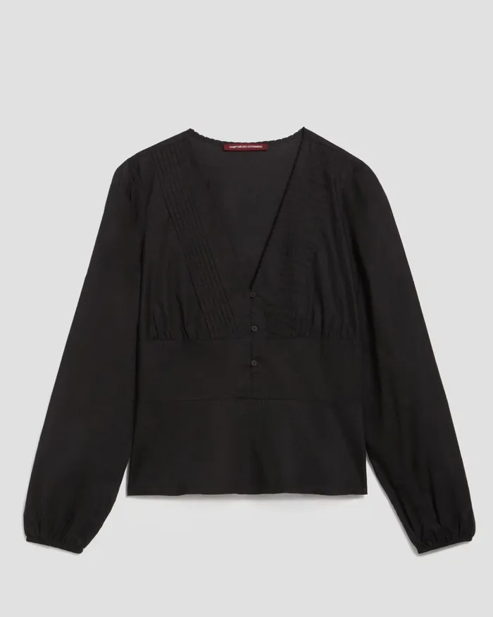 Women VNeck Cotton Blouse Black Beauty Comptoir Des Cotonniers Blouses and Shirts and Tops Women VNeck Cotton Blouse Black Beauty Comptoir Des Cotonniers Blouses and Shirts and Tops
