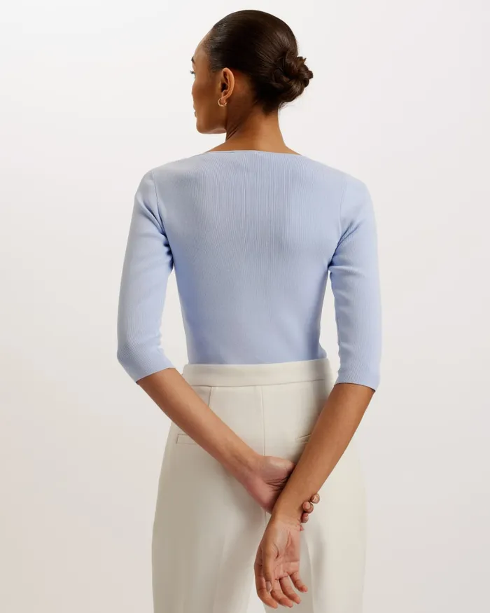 Women VALLRYY 8211 Square Neck Fitted Knit Top Light Blue Ted Baker Tops and Blouses Women VALLRYY 8211 Square Neck Fitted Knit Top Light Blue Ted Baker Tops and Blouses