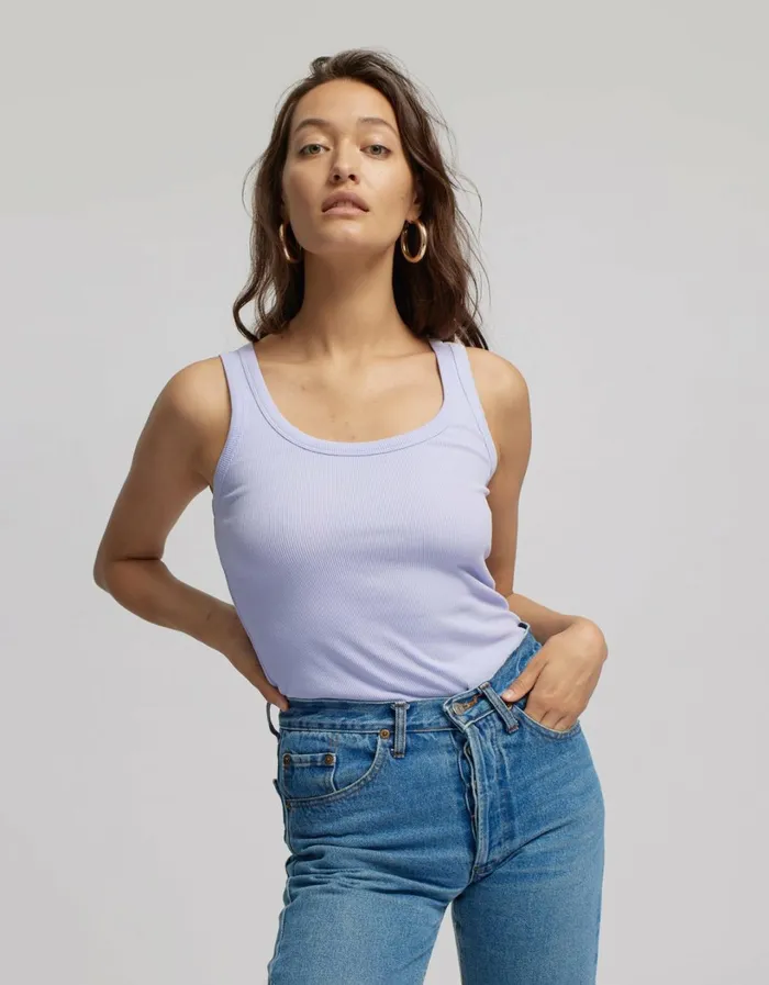 Women Women Organic Rib Tank Top Petrol Blue Colorful Standard Tank Tops