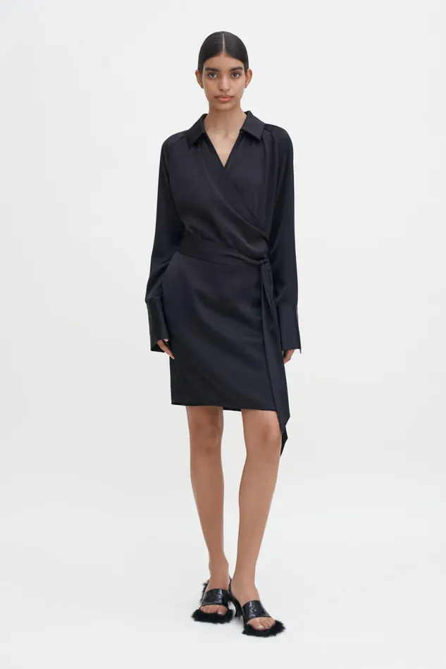 Women Wrap Shirt Dress Black Filippa K Dresses
