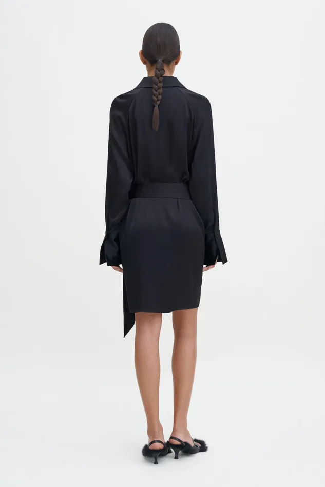 Women Wrap Shirt Dress Black Filippa K Dresses