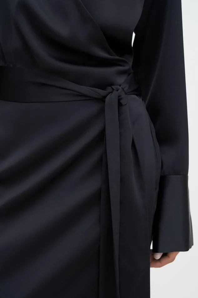 Women Wrap Shirt Dress Black Filippa K Dresses