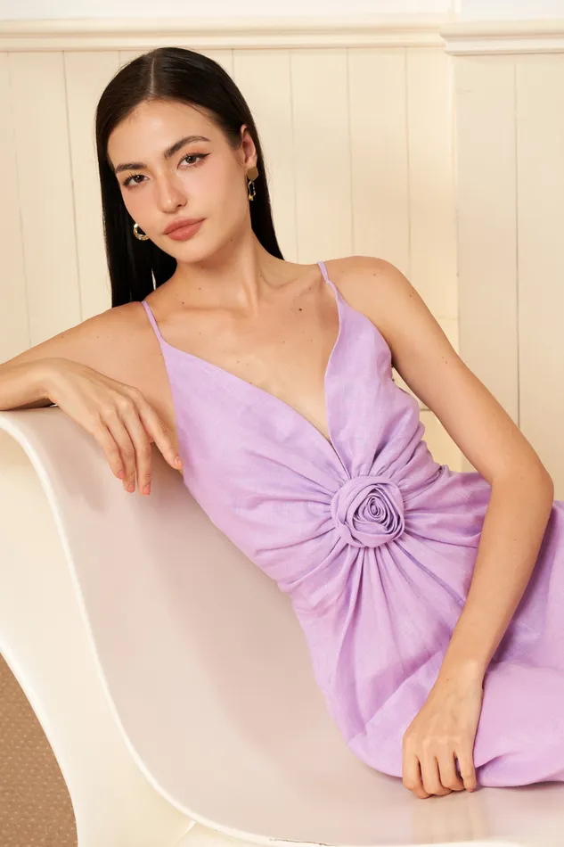 Women YUMI KIM Dresses ADINA LINEN DRESS Linen Lilac