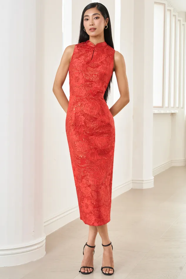 Women YUMI KIM Dresses DION DRESS Lunar Brocade Red