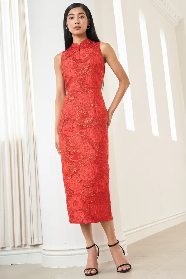 Women YUMI KIM Dresses DION DRESS Lunar Brocade Red