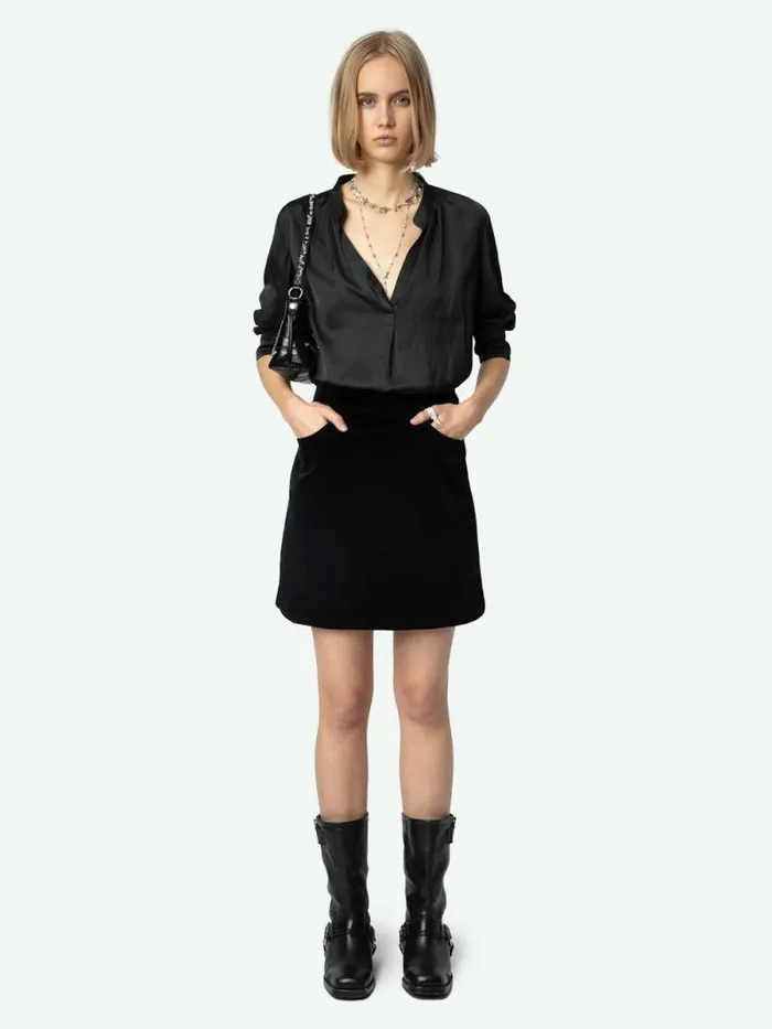 Women Zadig and Voltaire Dresses and Skirts Jinette Velvet Skirt Black