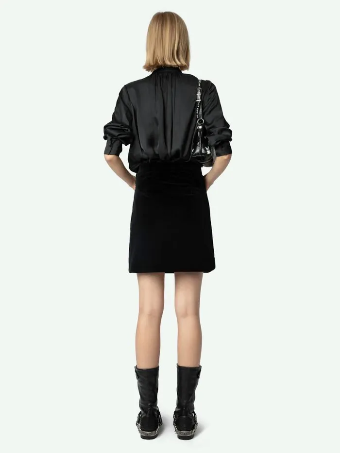 Women Zadig and Voltaire Dresses and Skirts Jinette Velvet Skirt Black Women Zadig and Voltaire Dresses and Skirts Jinette Velvet Skirt Black
