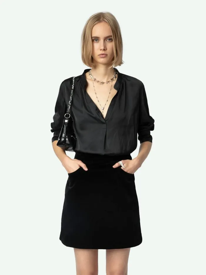 Women Zadig and Voltaire Dresses and Skirts Jinette Velvet Skirt Black Women Zadig and Voltaire Dresses and Skirts Jinette Velvet Skirt Black