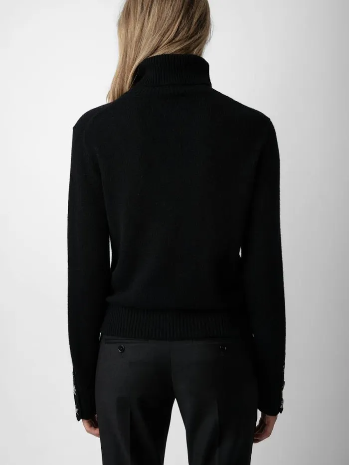 Women Zadig and Voltaire Sweaters and Cardigans Boxy Jewelled Sweater Black Women Zadig and Voltaire Sweaters and Cardigans Boxy Jewelled Sweater Black