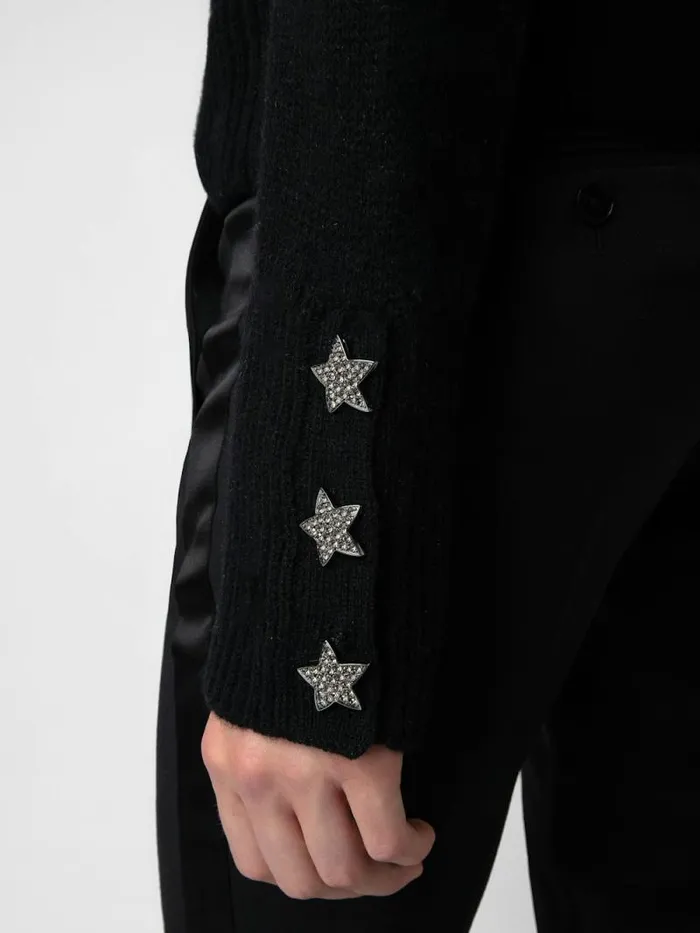 Women Zadig and Voltaire Sweaters and Cardigans Boxy Jewelled Sweater Black Women Zadig and Voltaire Sweaters and Cardigans Boxy Jewelled Sweater Black