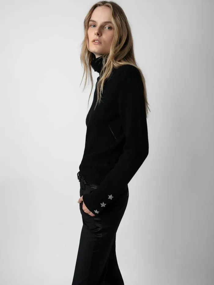 Women Zadig and Voltaire Sweaters and Cardigans Boxy Jewelled Sweater Black Women Zadig and Voltaire Sweaters and Cardigans Boxy Jewelled Sweater Black