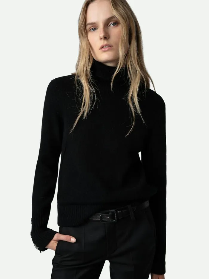 Women Zadig and Voltaire Sweaters and Cardigans Boxy Jewelled Sweater Black Women Zadig and Voltaire Sweaters and Cardigans Boxy Jewelled Sweater Black