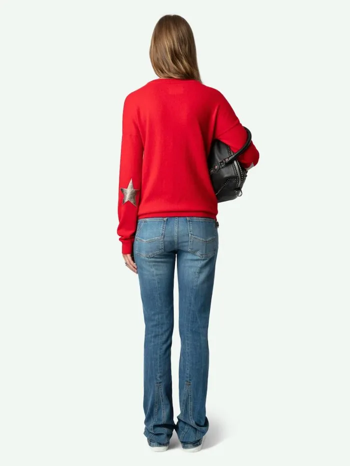 Women Zadig and Voltaire Sweaters and Cardigans Cici Patch Cashmere Sweater Cerise Women Zadig and Voltaire Sweaters and Cardigans Cici Patch Cashmere Sweater Cerise