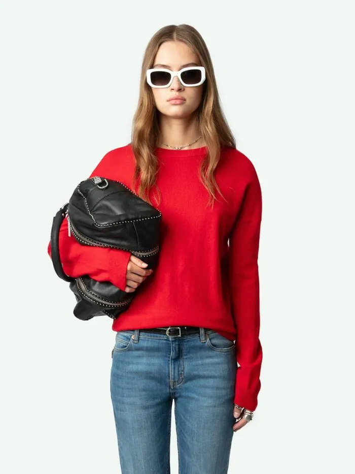 Women Zadig and Voltaire Sweaters and Cardigans Cici Patch Cashmere Sweater Cerise Women Zadig and Voltaire Sweaters and Cardigans Cici Patch Cashmere Sweater Cerise