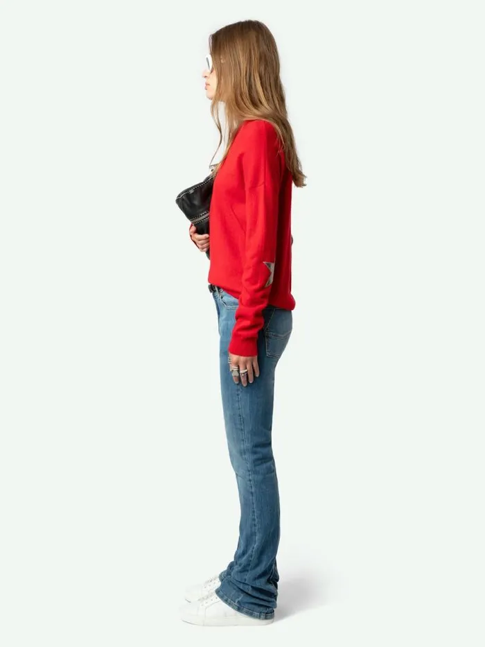 Women Zadig and Voltaire Sweaters and Cardigans Cici Patch Cashmere Sweater Cerise Women Zadig and Voltaire Sweaters and Cardigans Cici Patch Cashmere Sweater Cerise