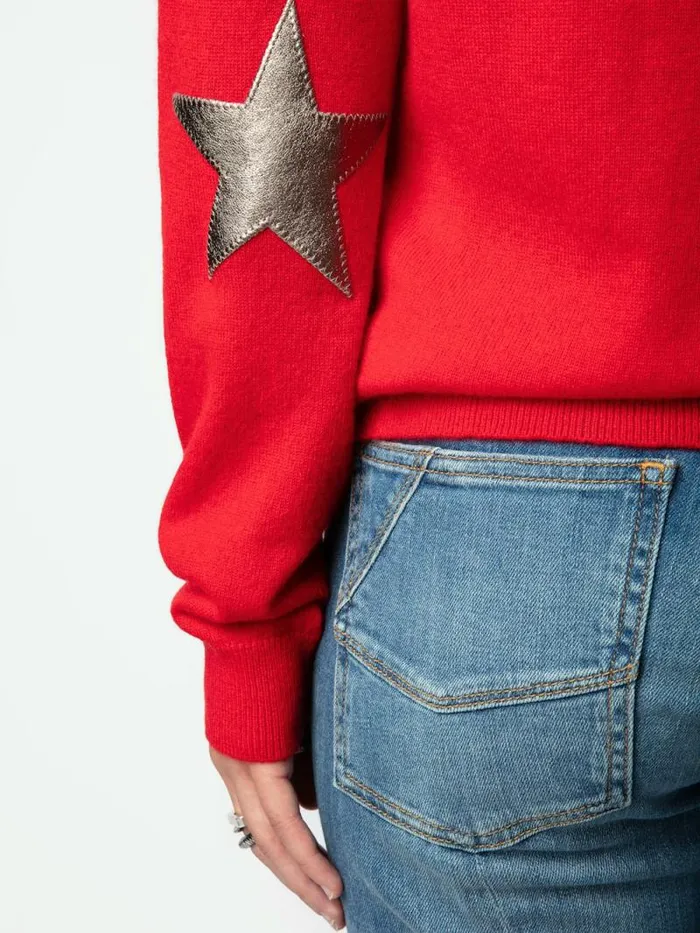 Women Zadig and Voltaire Sweaters and Cardigans Cici Patch Cashmere Sweater Cerise Women Zadig and Voltaire Sweaters and Cardigans Cici Patch Cashmere Sweater Cerise