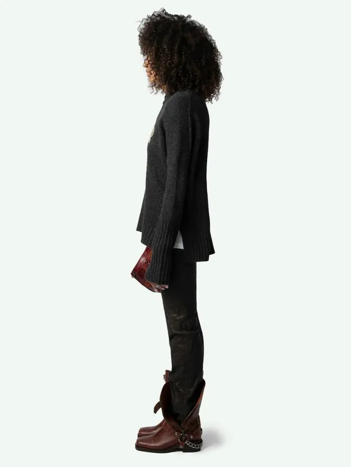 Women Zadig and Voltaire Sweaters and Cardigans Malta Sweater Anthracite Women Zadig and Voltaire Sweaters and Cardigans Malta Sweater Anthracite