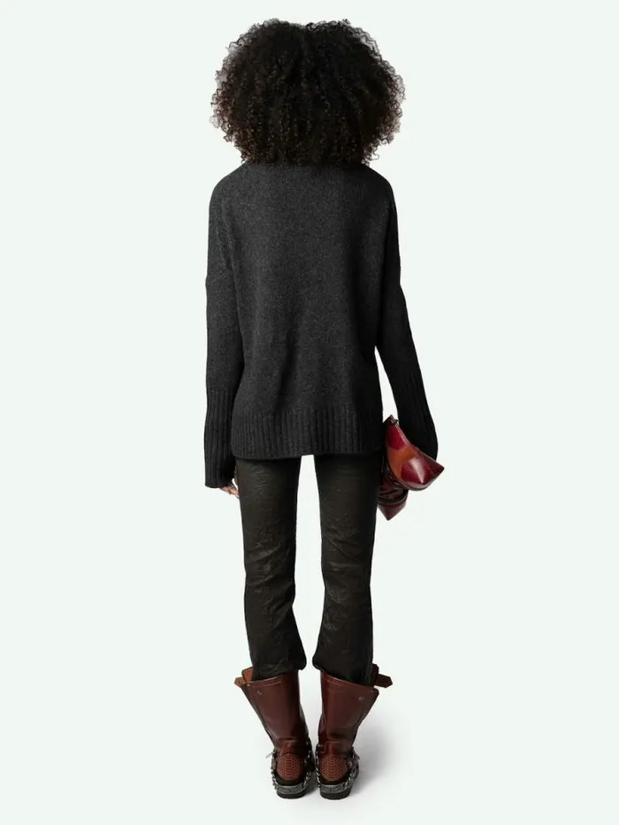 Women Zadig and Voltaire Sweaters and Cardigans Malta Sweater Anthracite Women Zadig and Voltaire Sweaters and Cardigans Malta Sweater Anthracite