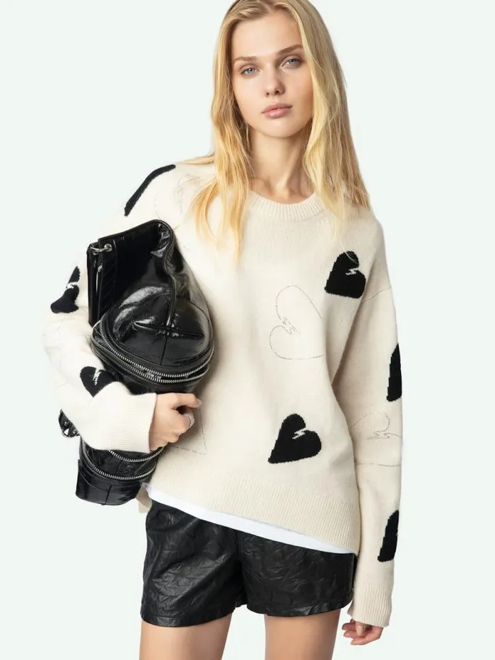 Women Zadig and Voltaire Sweaters and Cardigans Markus Cashmere Sweater Ecru Women Zadig and Voltaire Sweaters and Cardigans Markus Cashmere Sweater Ecru