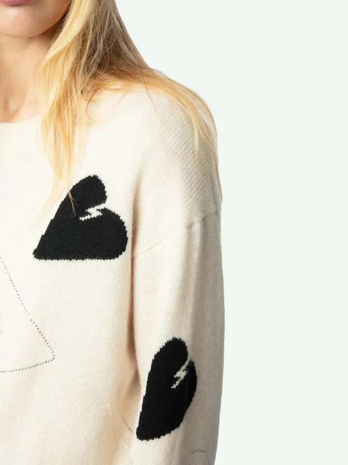 Women Zadig and Voltaire Sweaters and Cardigans Markus Cashmere Sweater Ecru Women Zadig and Voltaire Sweaters and Cardigans Markus Cashmere Sweater Ecru