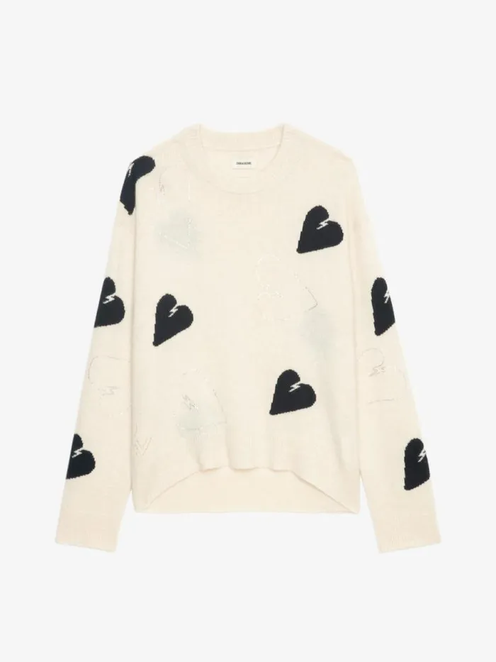Women Zadig and Voltaire Sweaters and Cardigans Markus Cashmere Sweater Ecru Women Zadig and Voltaire Sweaters and Cardigans Markus Cashmere Sweater Ecru