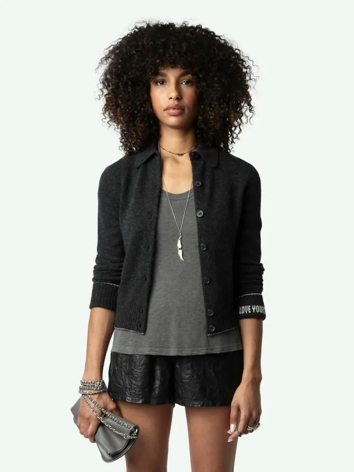 Women Zadig and Voltaire Sweaters and Cardigans Voltia Cashmere Cardigan Anthracite Women Zadig and Voltaire Sweaters and Cardigans Voltia Cashmere Cardigan Anthracite