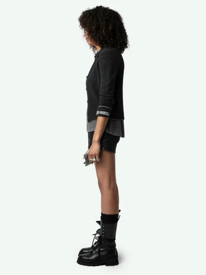 Women Zadig and Voltaire Sweaters and Cardigans Voltia Cashmere Cardigan Anthracite Women Zadig and Voltaire Sweaters and Cardigans Voltia Cashmere Cardigan Anthracite