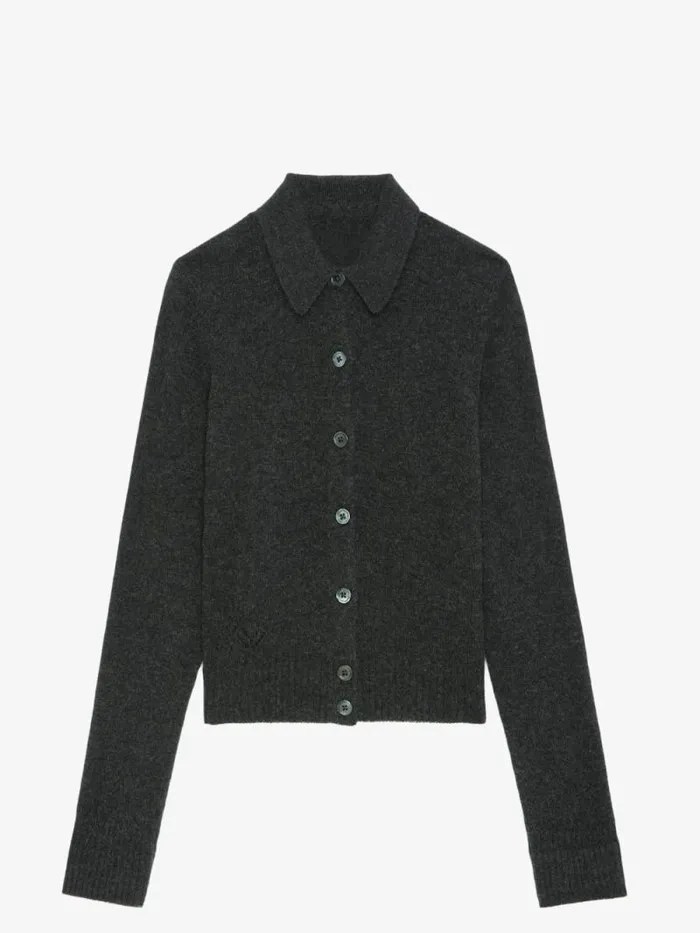 Women Zadig and Voltaire Sweaters and Cardigans Voltia Cashmere Cardigan Anthracite Women Zadig and Voltaire Sweaters and Cardigans Voltia Cashmere Cardigan Anthracite