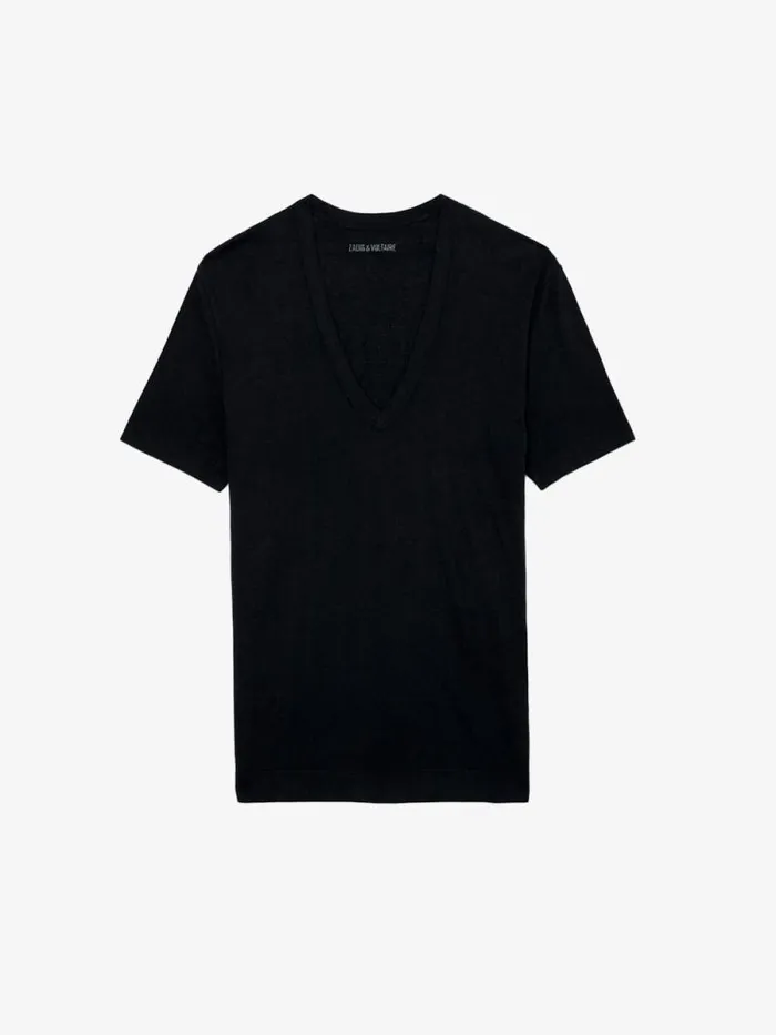 Women Zadig and Voltaire TShirts Wassa Diamante Amour Tshirt Encre Women Zadig and Voltaire TShirts Wassa Diamante Amour Tshirt Encre