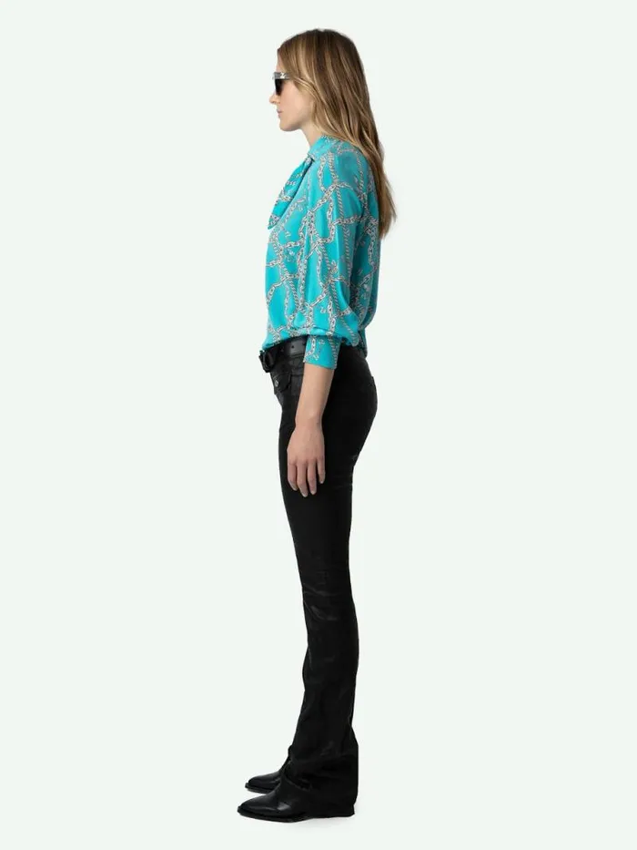 Women Zadig and Voltaire Tops and Shirts Tuile Silk Blouse Aqua Women Zadig and Voltaire Tops and Shirts Tuile Silk Blouse Aqua