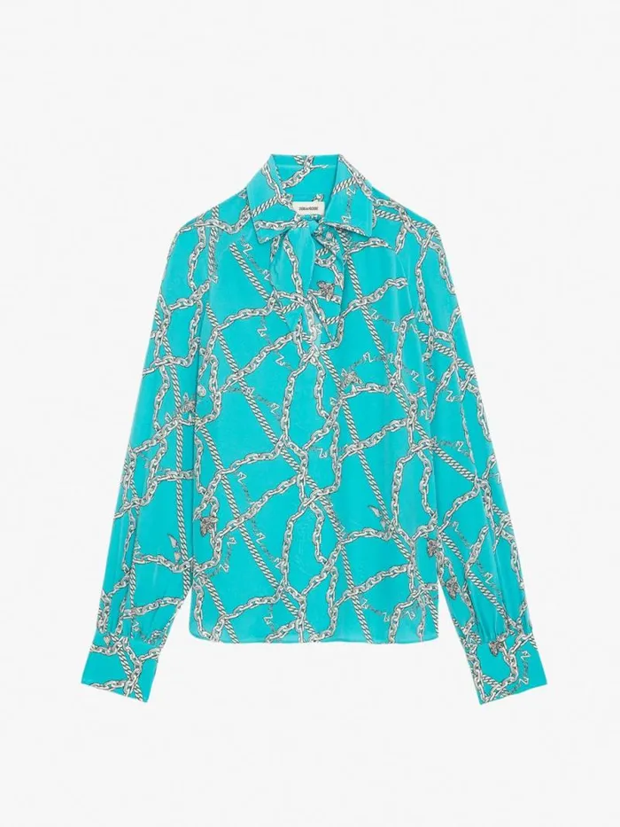 Women Zadig and Voltaire Tops and Shirts Tuile Silk Blouse Aqua Women Zadig and Voltaire Tops and Shirts Tuile Silk Blouse Aqua
