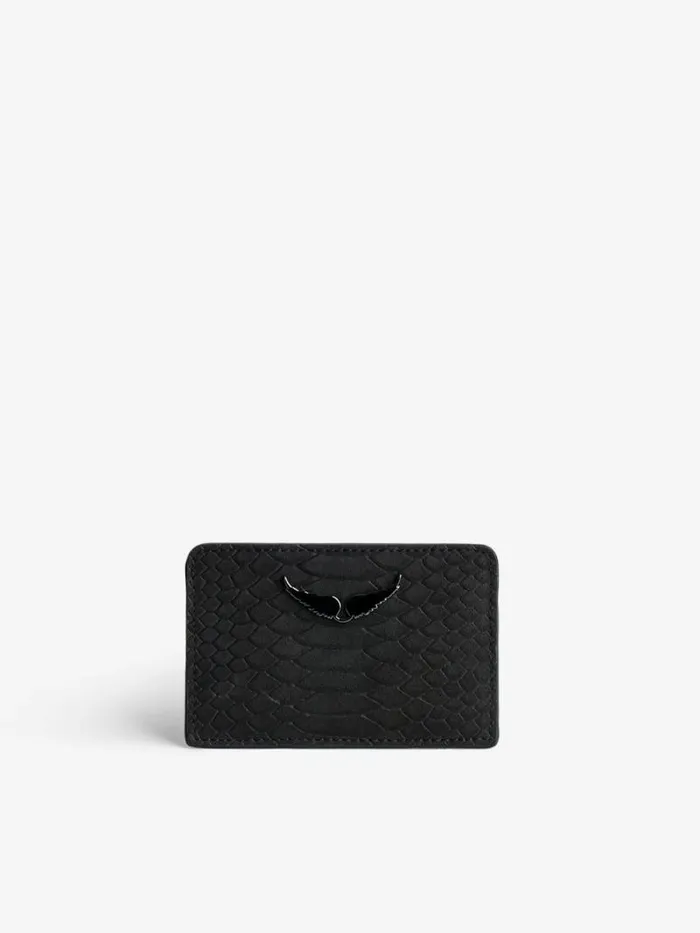 Women Zadig and Voltaire Wallets and Leather Goods ZV Soft Savage Pass Card Case Black