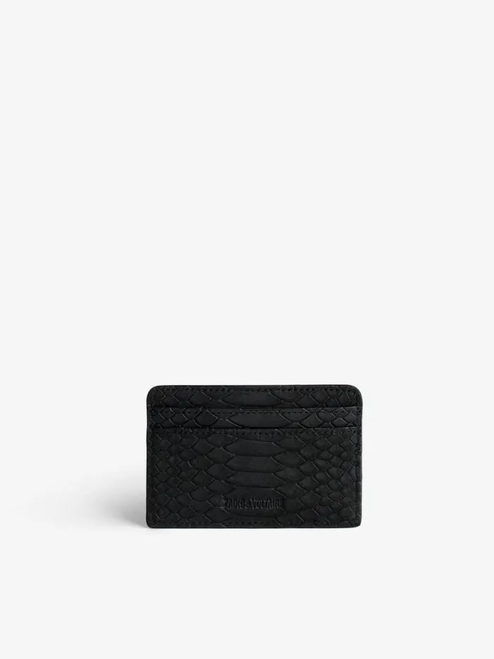 Women Zadig and Voltaire Wallets and Leather Goods ZV Soft Savage Pass Card Case Black Women Zadig and Voltaire Wallets and Leather Goods ZV Soft Savage Pass Card Case Black