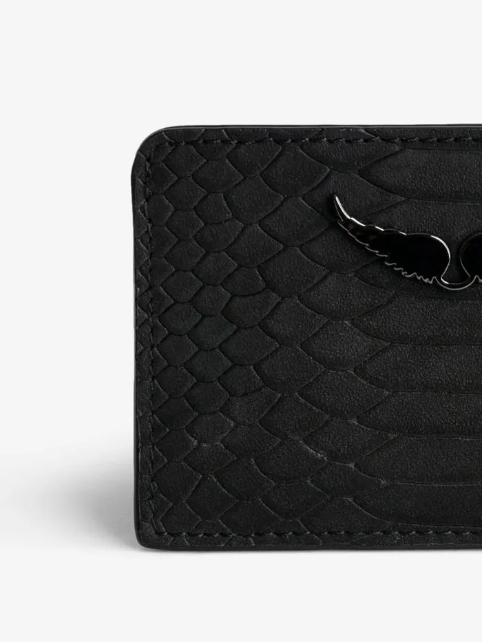 Women Zadig and Voltaire Wallets and Leather Goods ZV Soft Savage Pass Card Case Black Women Zadig and Voltaire Wallets and Leather Goods ZV Soft Savage Pass Card Case Black