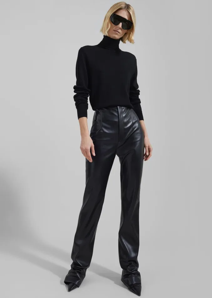 Women Ziggy Long Leather Pants 8211 Black The Frankie Shop Bottoms
