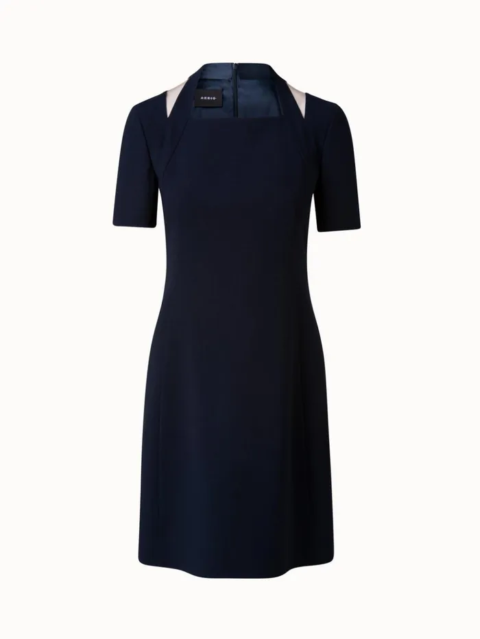 Wool DoubleFace Apron Sheath Dress Navy Women Akris Dresses