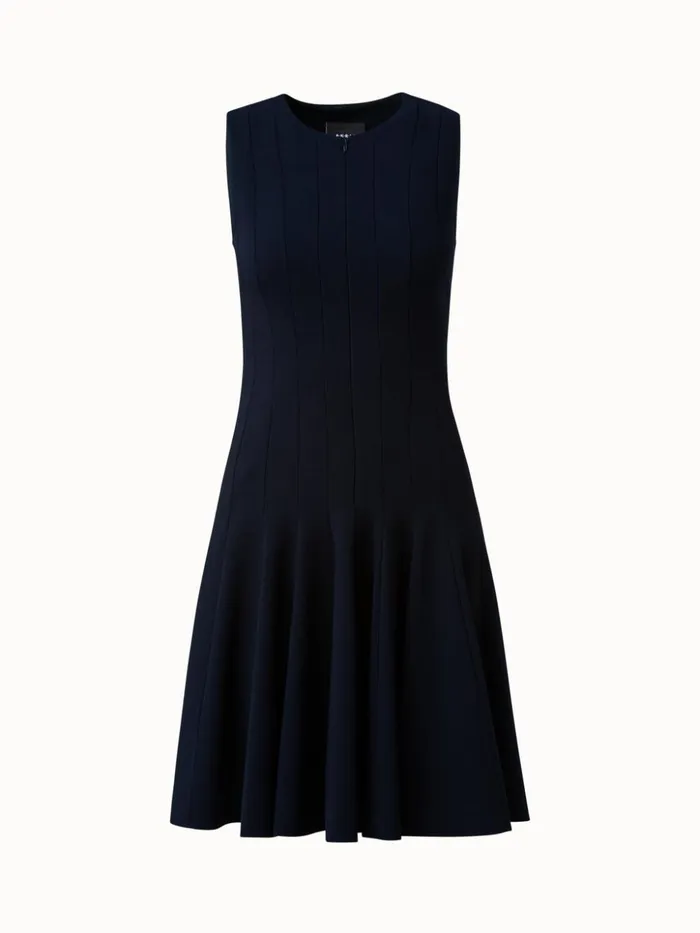 Wool DoubleFace Dress With Skaters Pleats Aquamarine Women Akris Dresses