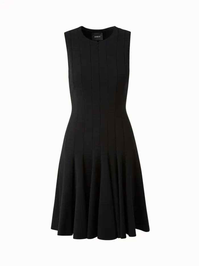 Wool DoubleFace Dress With Skaters Pleats Black Women Akris Dresses